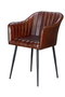 GINER Y COLOMER Chaise en cuir naturel avec pieds métalliques couleur marron - Dimensions siège: 42x42 cm, Hauteur: 51 cm